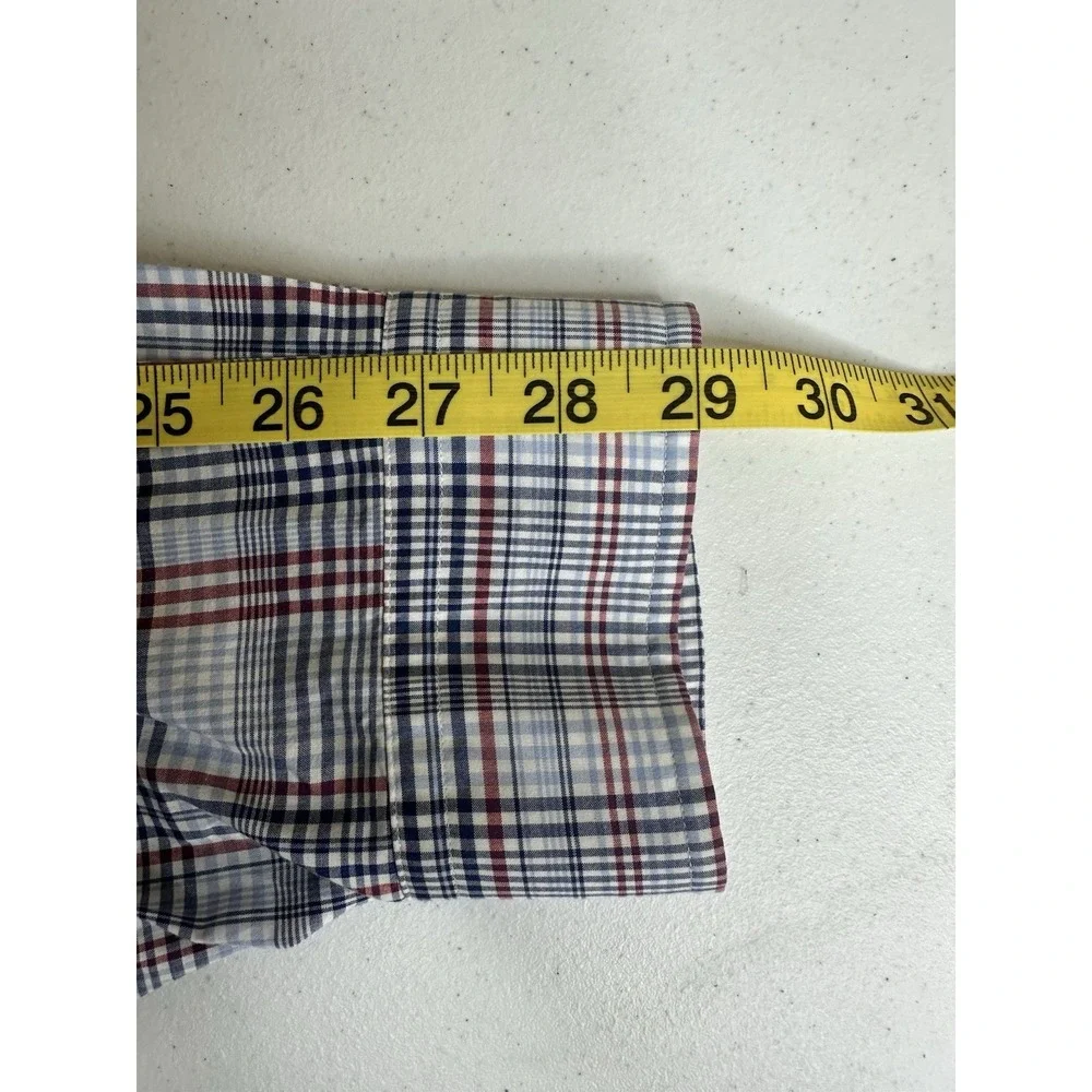 Ralph Lauren Men's 3XLT Blue Red White Plaid Polo Pony Button-Up Stretch Shirt